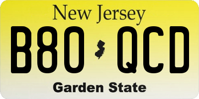 NJ license plate B80QCD