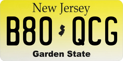 NJ license plate B80QCG