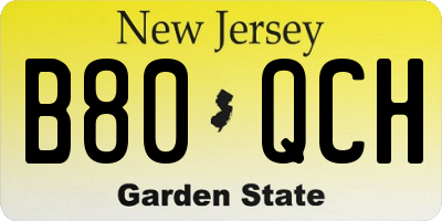 NJ license plate B80QCH