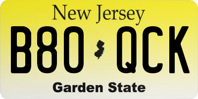 NJ license plate B80QCK