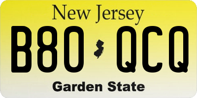 NJ license plate B80QCQ