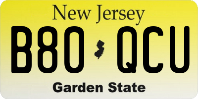 NJ license plate B80QCU