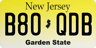 NJ license plate B80QDB
