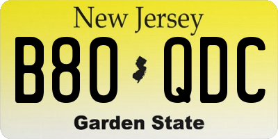 NJ license plate B80QDC