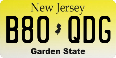 NJ license plate B80QDG