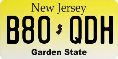 NJ license plate B80QDH