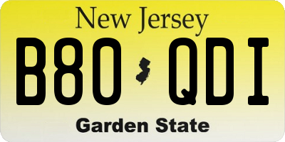 NJ license plate B80QDI