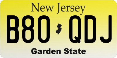NJ license plate B80QDJ
