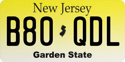 NJ license plate B80QDL