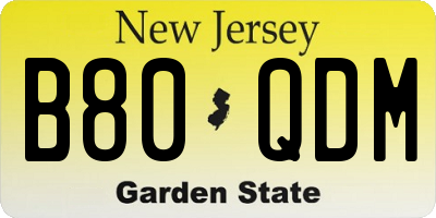 NJ license plate B80QDM