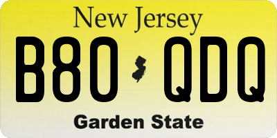NJ license plate B80QDQ