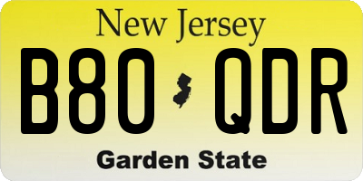 NJ license plate B80QDR
