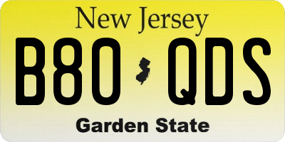 NJ license plate B80QDS