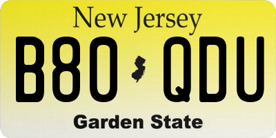 NJ license plate B80QDU