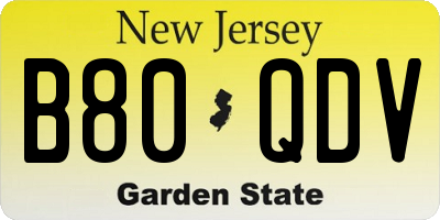 NJ license plate B80QDV