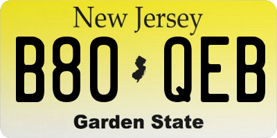 NJ license plate B80QEB