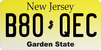 NJ license plate B80QEC