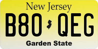 NJ license plate B80QEG