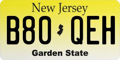 NJ license plate B80QEH