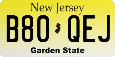 NJ license plate B80QEJ