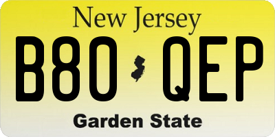 NJ license plate B80QEP