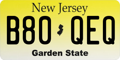NJ license plate B80QEQ