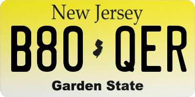 NJ license plate B80QER