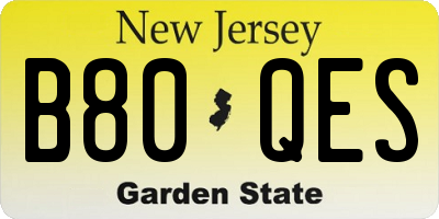 NJ license plate B80QES