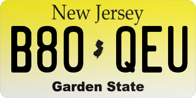 NJ license plate B80QEU