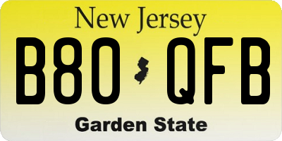 NJ license plate B80QFB