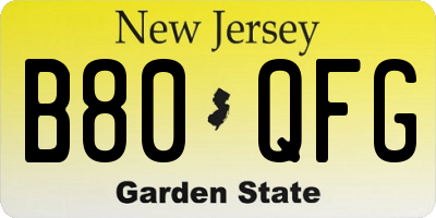 NJ license plate B80QFG