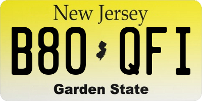 NJ license plate B80QFI