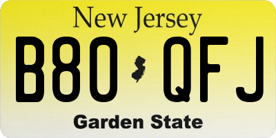 NJ license plate B80QFJ