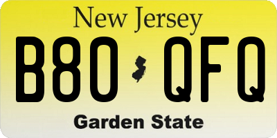 NJ license plate B80QFQ