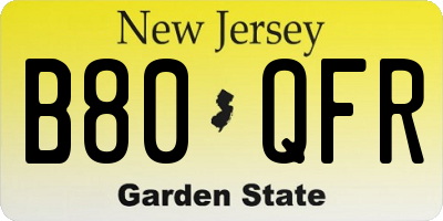 NJ license plate B80QFR