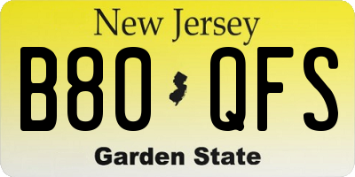 NJ license plate B80QFS