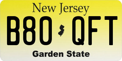 NJ license plate B80QFT