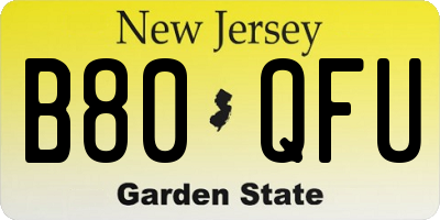 NJ license plate B80QFU