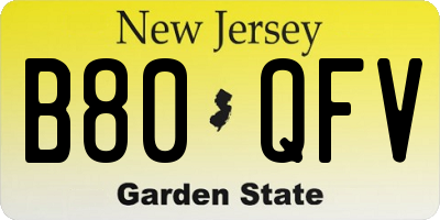 NJ license plate B80QFV