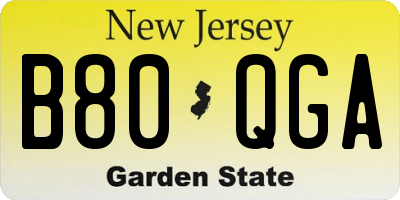 NJ license plate B80QGA