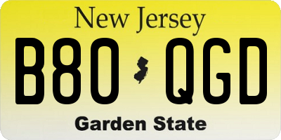 NJ license plate B80QGD
