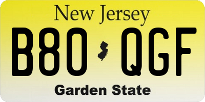 NJ license plate B80QGF