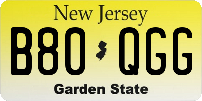 NJ license plate B80QGG
