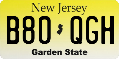 NJ license plate B80QGH
