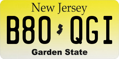 NJ license plate B80QGI