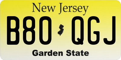NJ license plate B80QGJ
