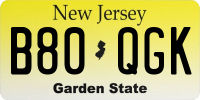 NJ license plate B80QGK