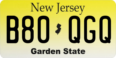 NJ license plate B80QGQ