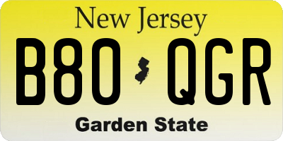 NJ license plate B80QGR