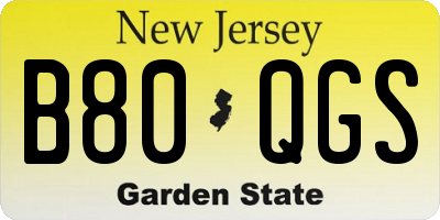 NJ license plate B80QGS